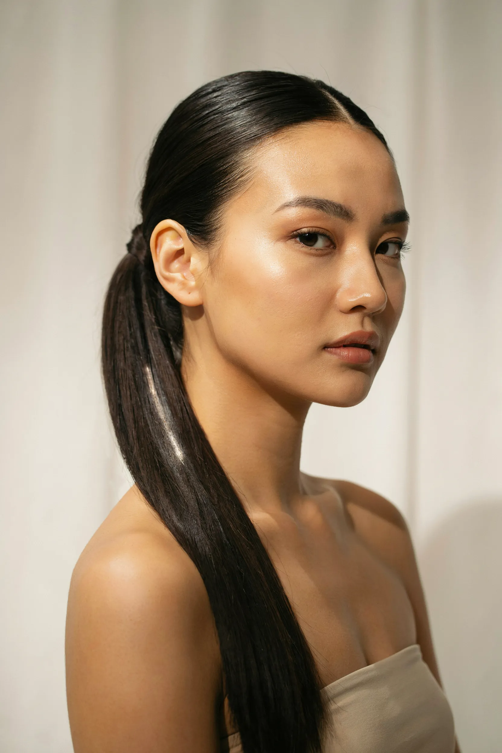 sleek high ponytail