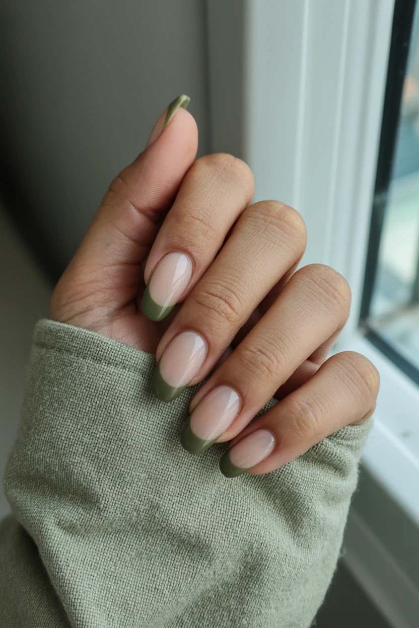 olive green french tips