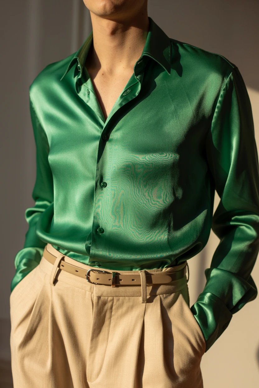 satin button down trouser set