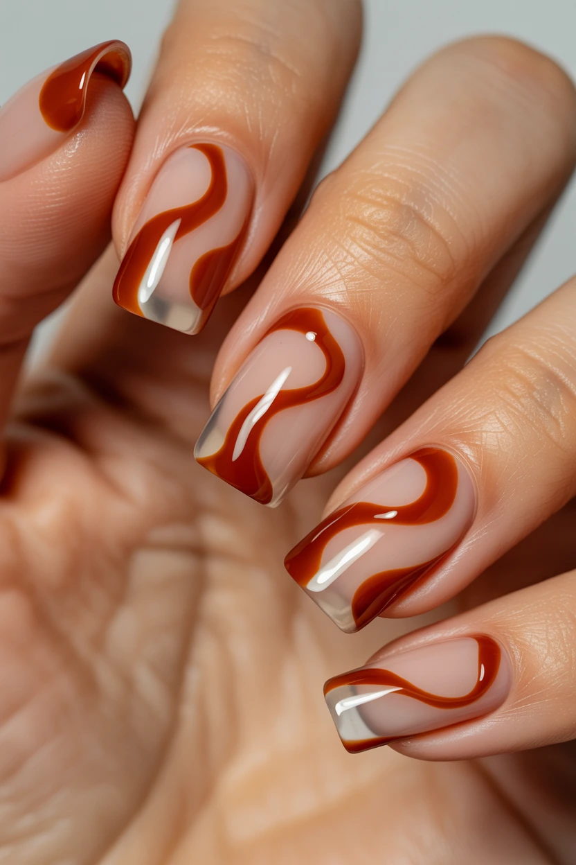 burnt orange swirls