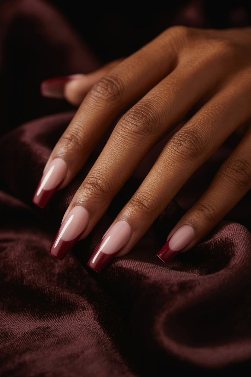 deep burgundy edge lines