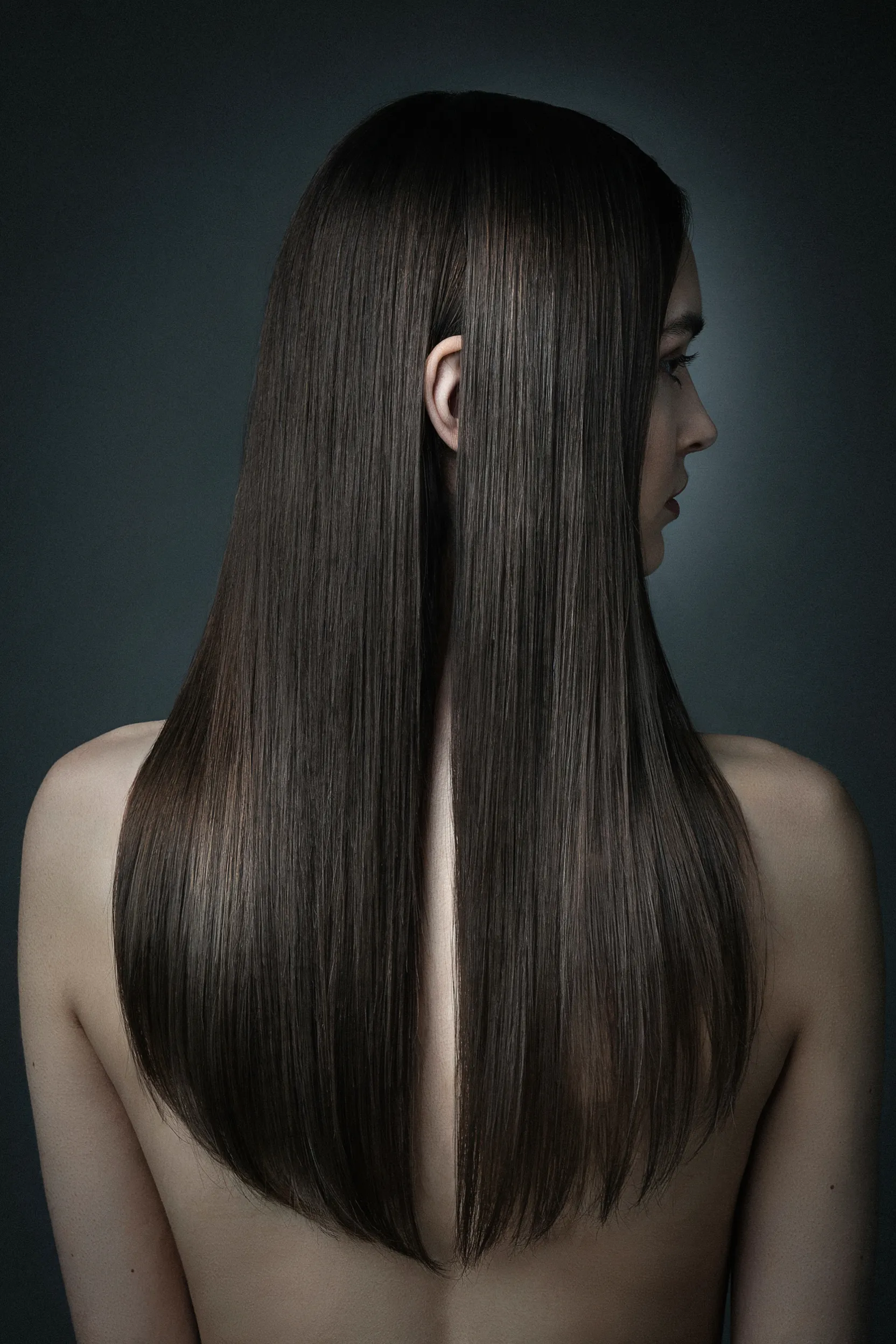 sleek middle part