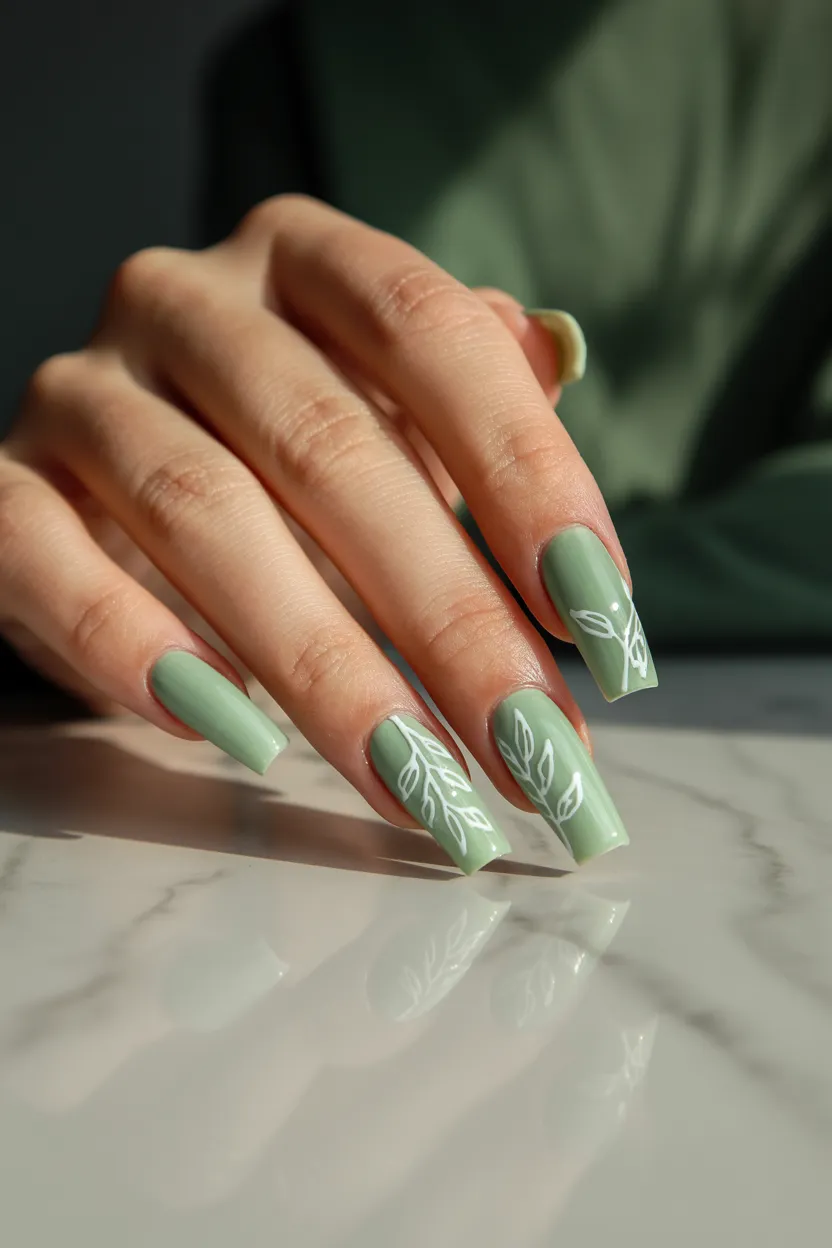 muted sage green art