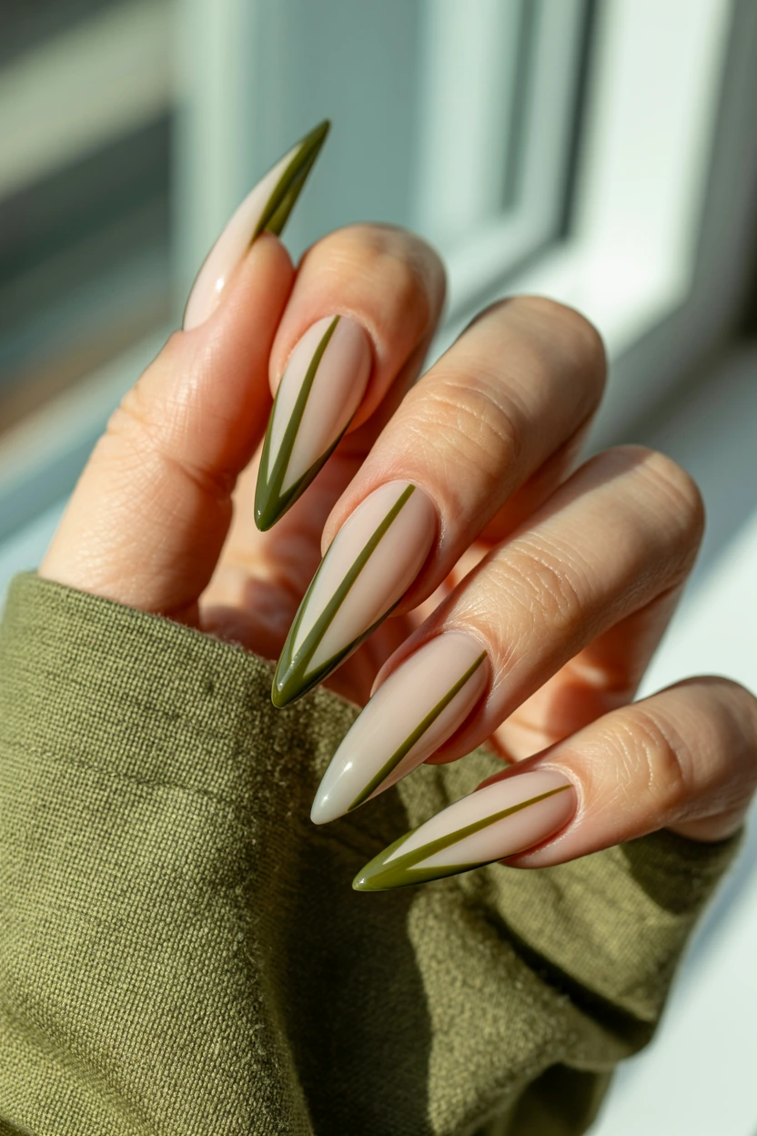 olive green geometric lines