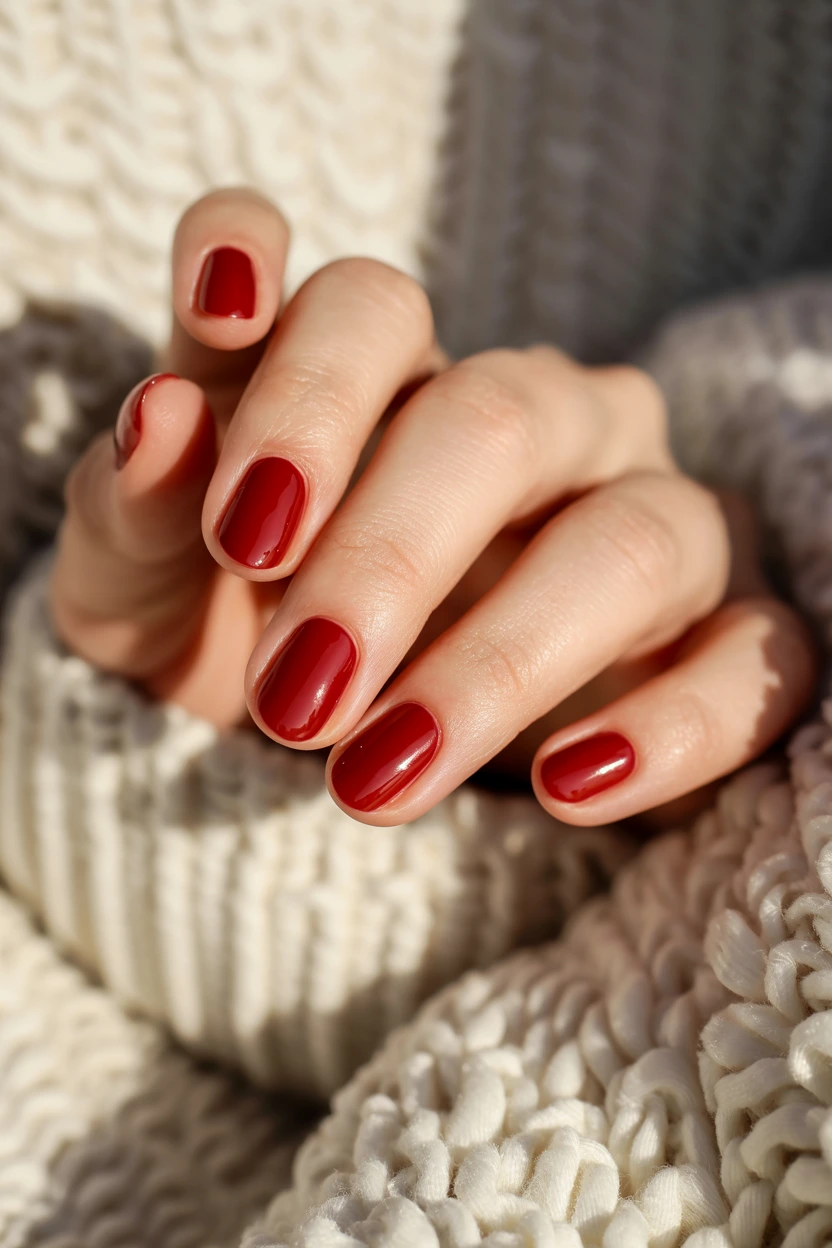glossy chestnut brown manicure