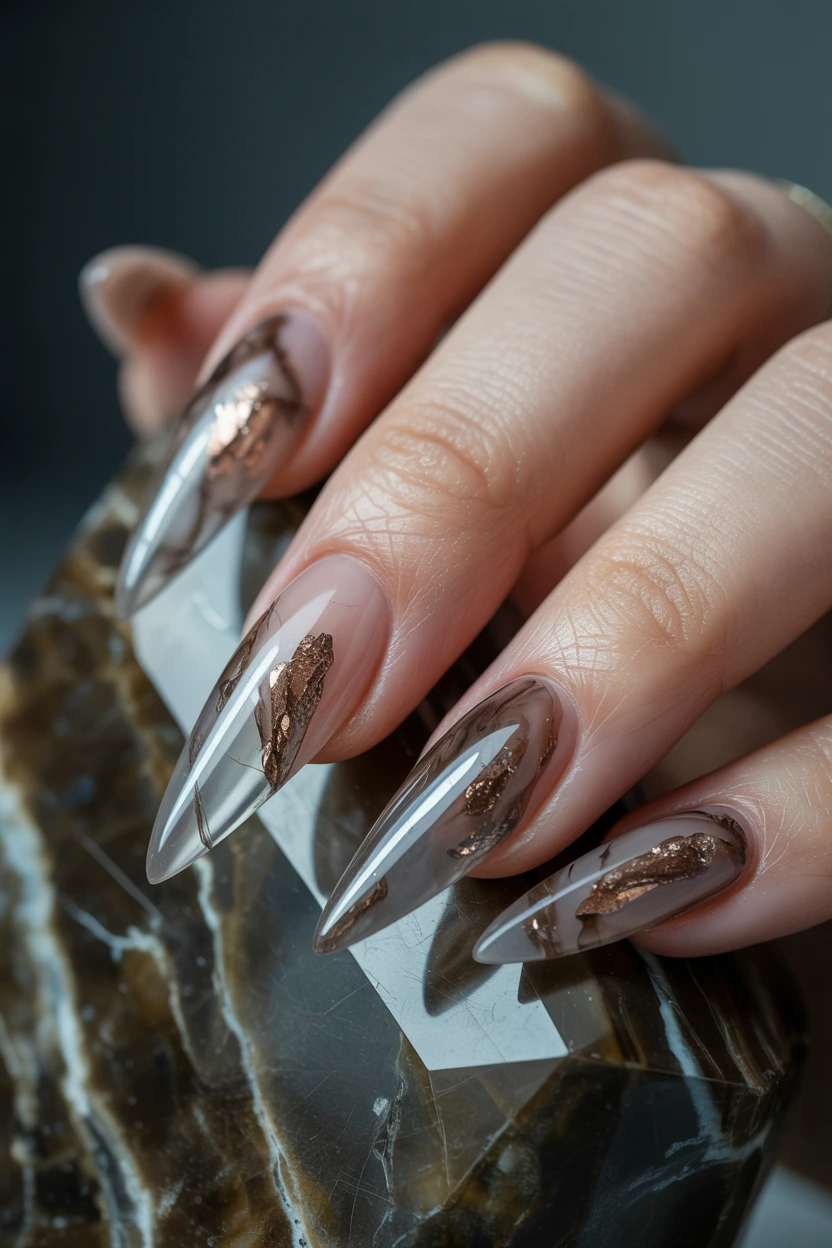 smoky quartz crystal inlay