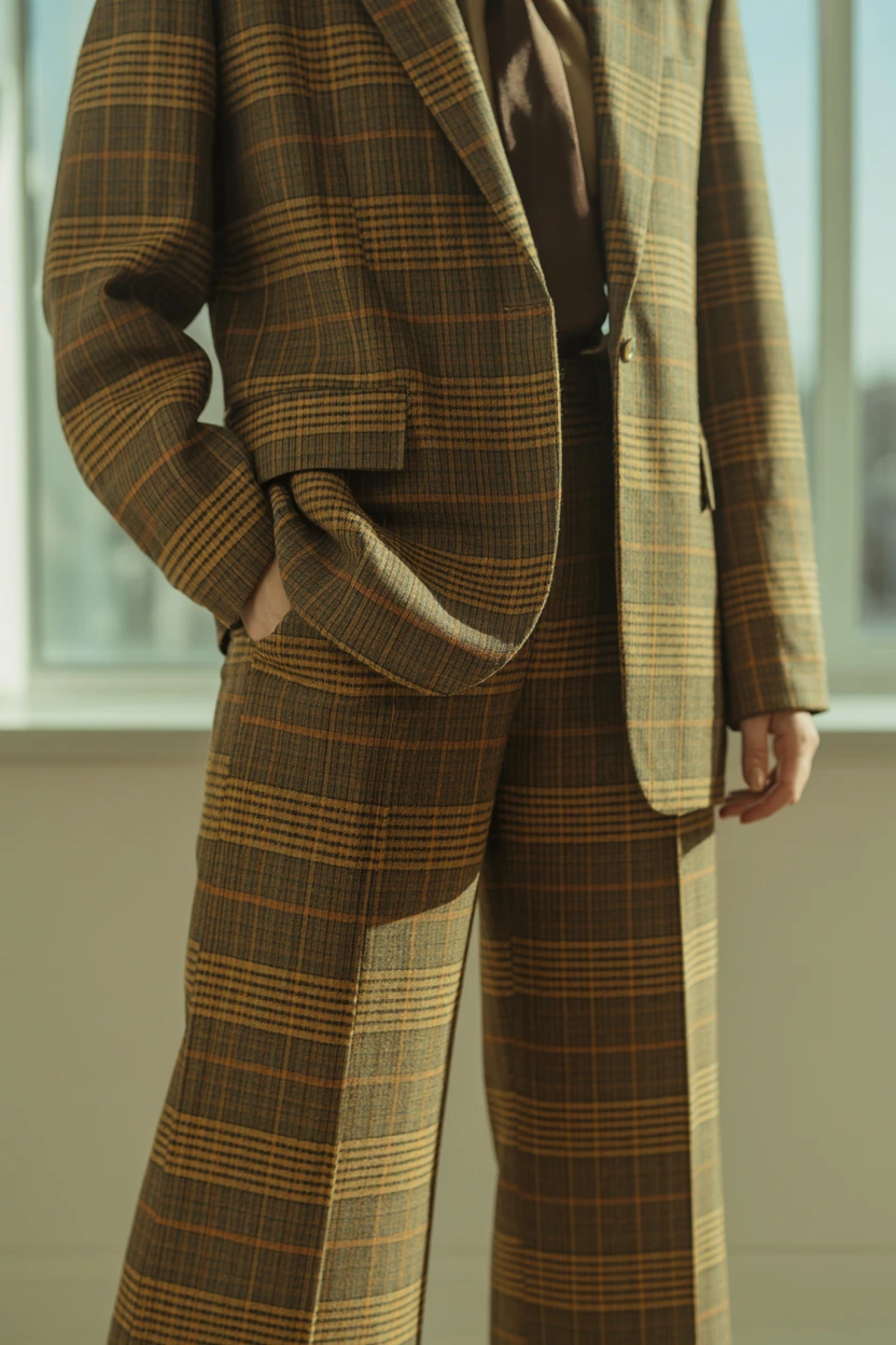 retro plaid tailored suit