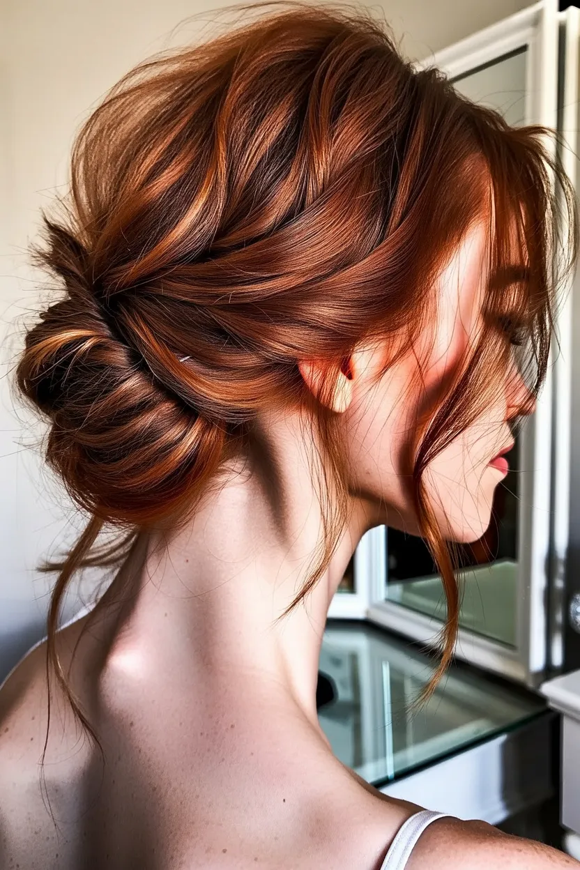 auburn face-framing tendrils