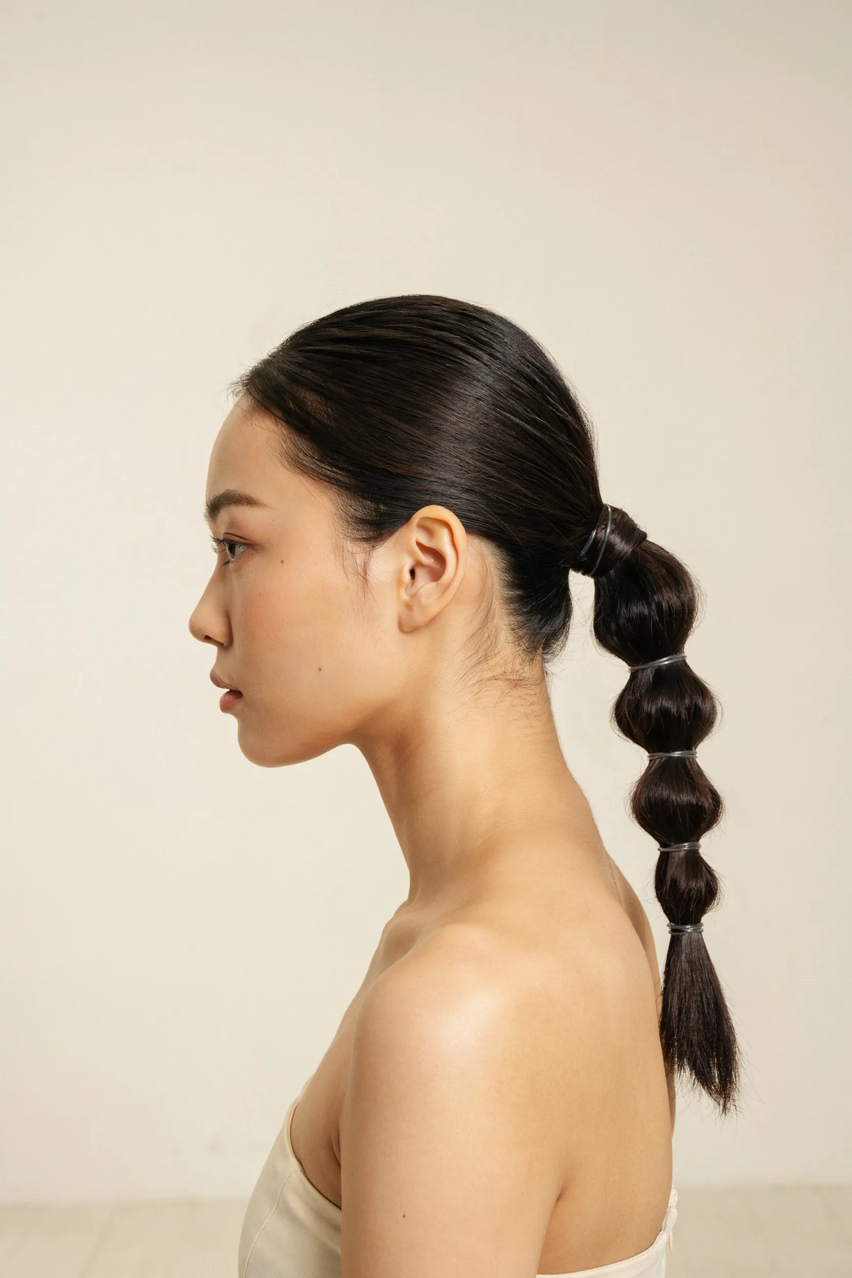 bubble low ponytail