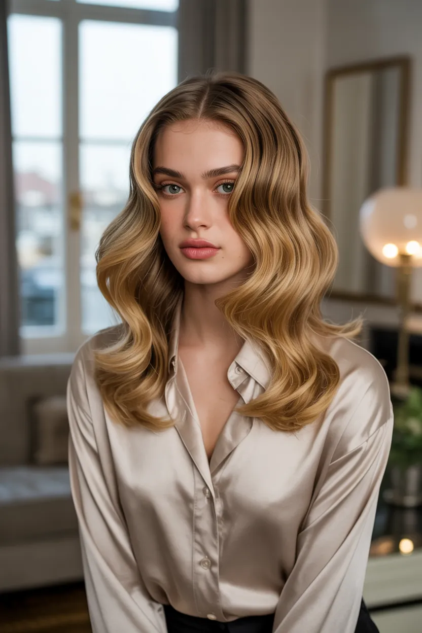 silk blouse and soft waves