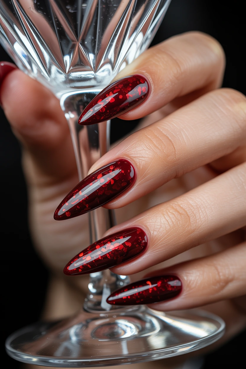 dark wine red glitter