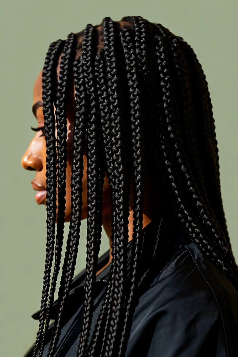 jet black glossy braids