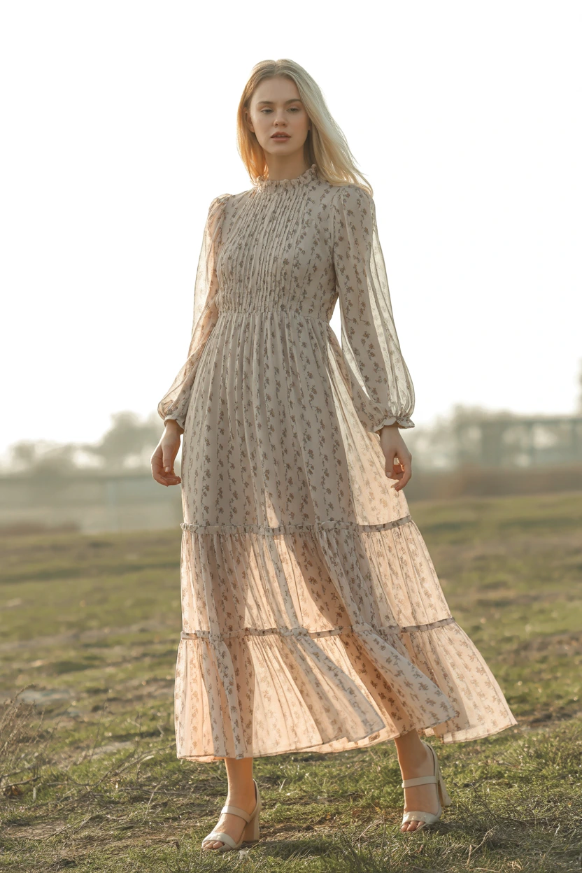 sheer chiffon prairie dress