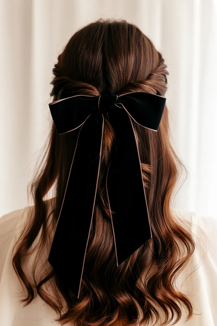 half-up bow style