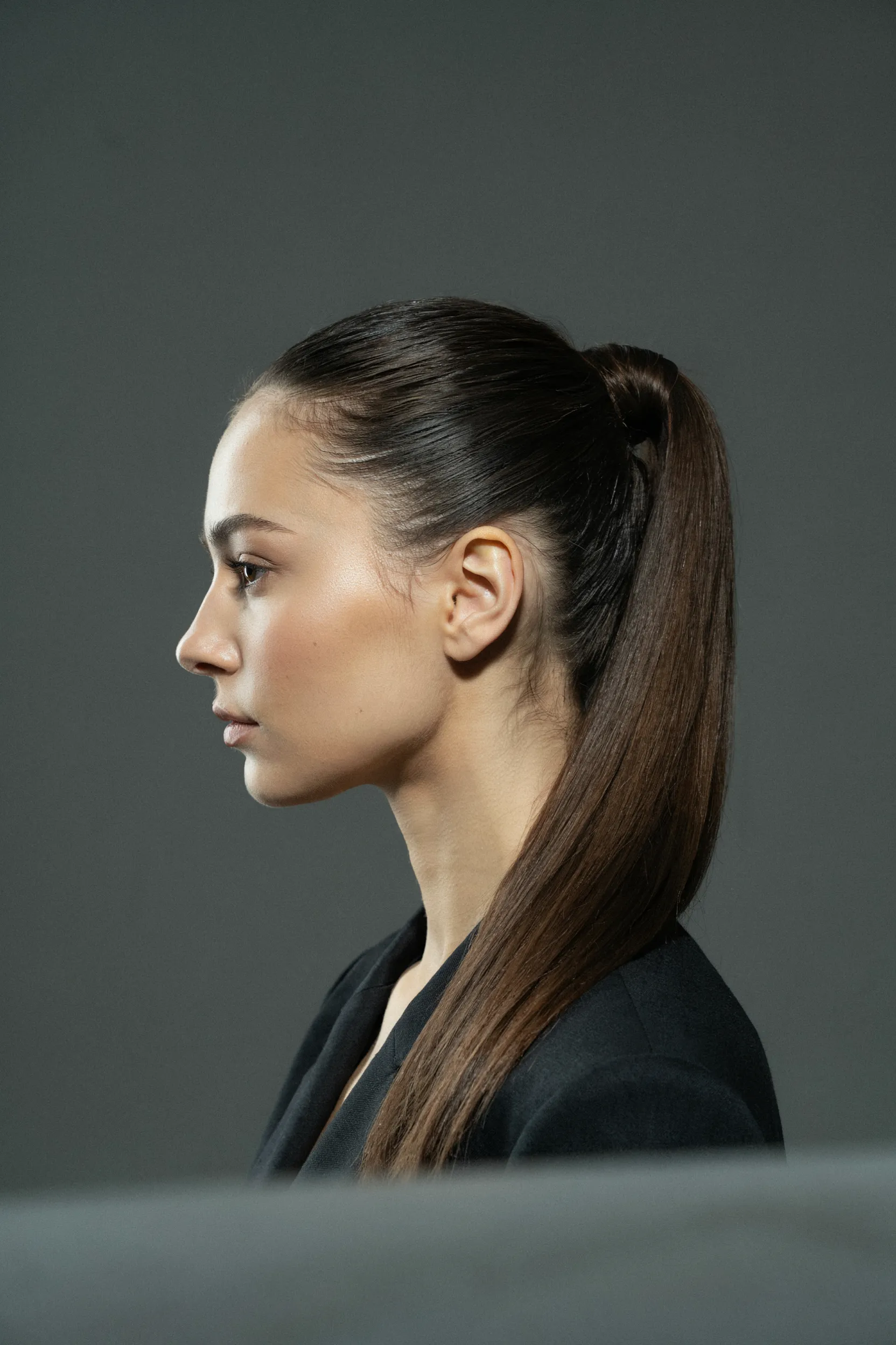 high sleek ponytail