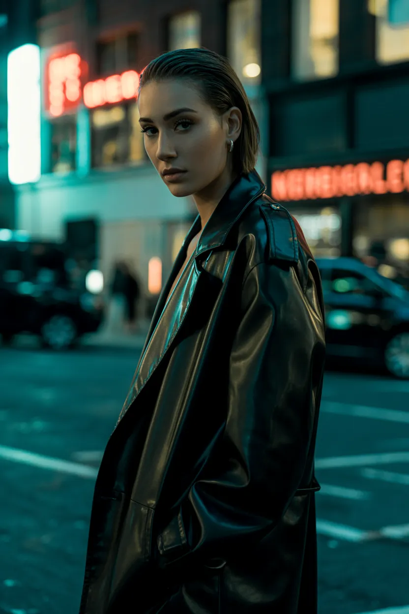 leather trench with side part