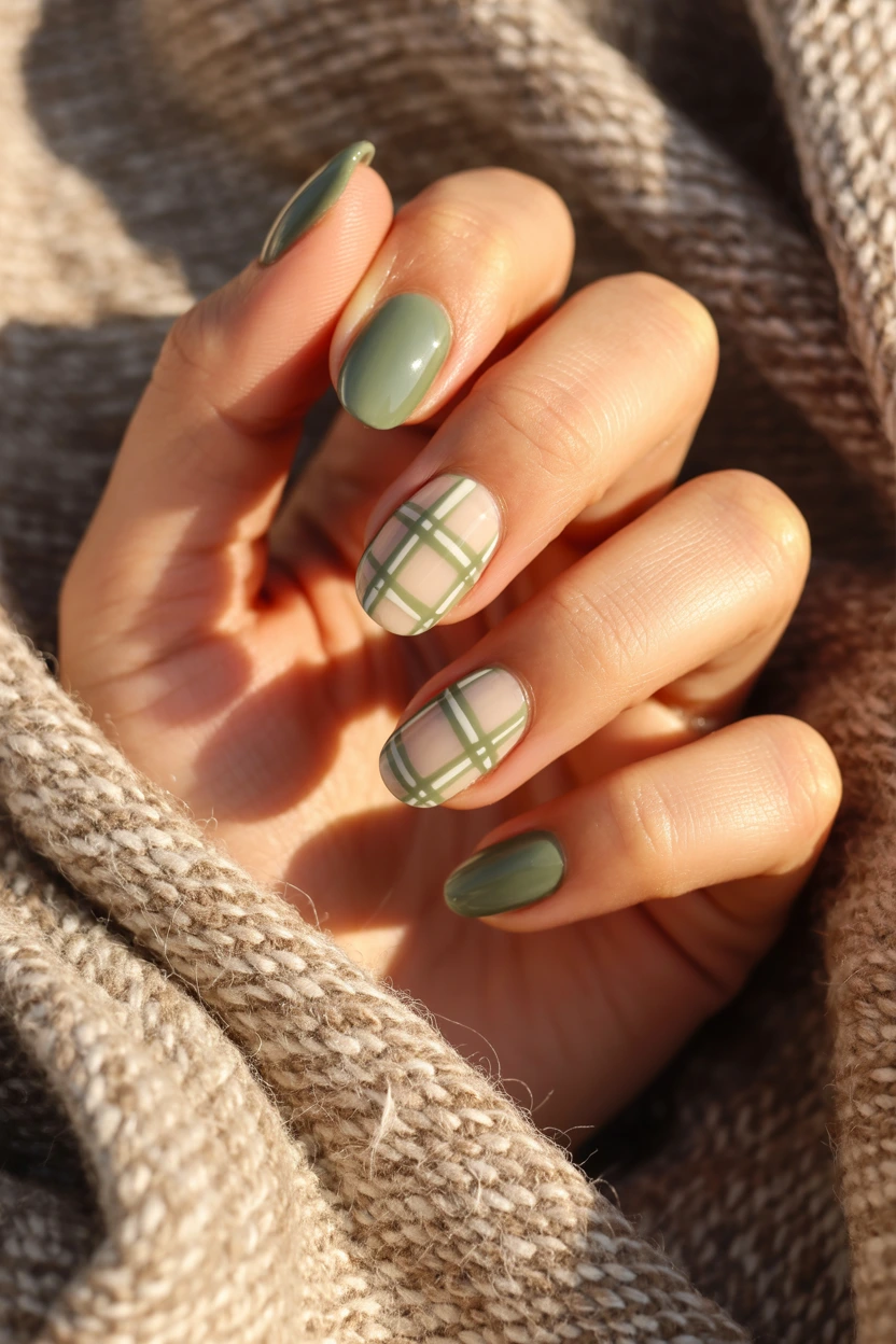 sage and cream plaid