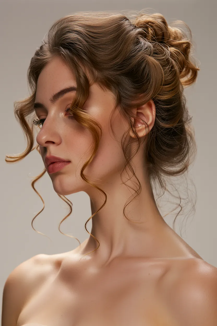 wispy updo with tendrils