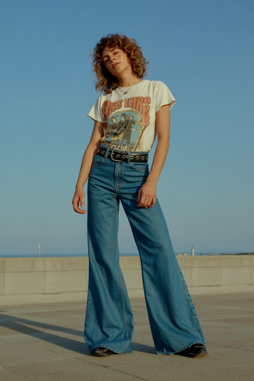 graphic tee bell bottoms