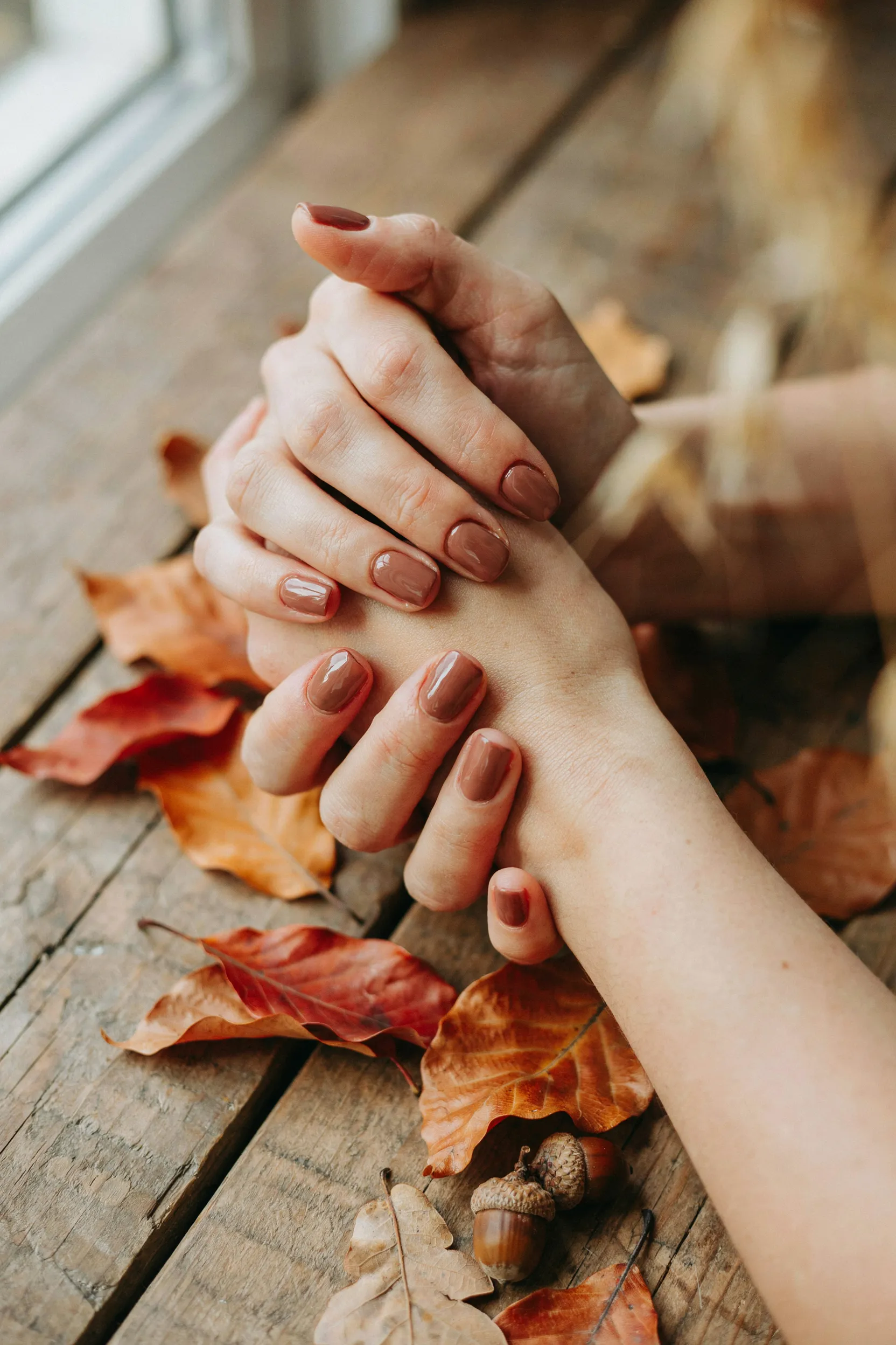 coffee brown square nails