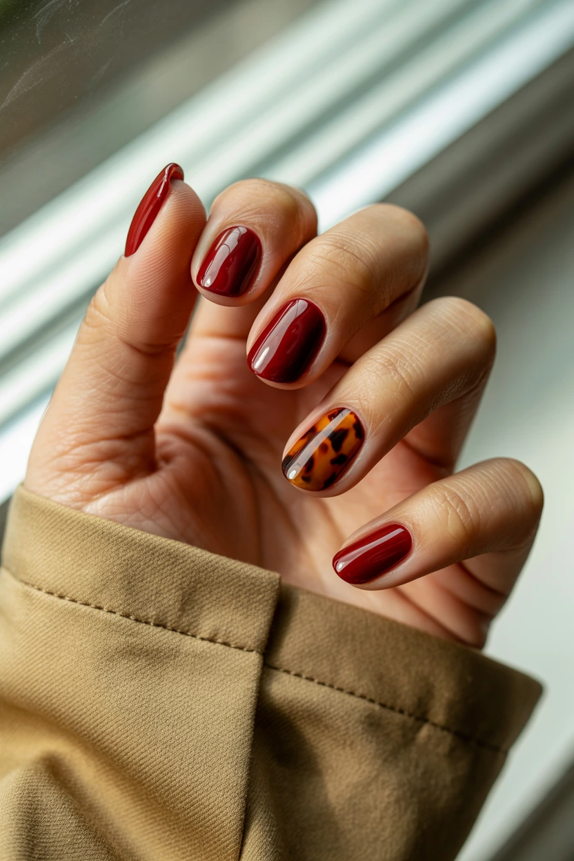 oxblood red tortoiseshell accent