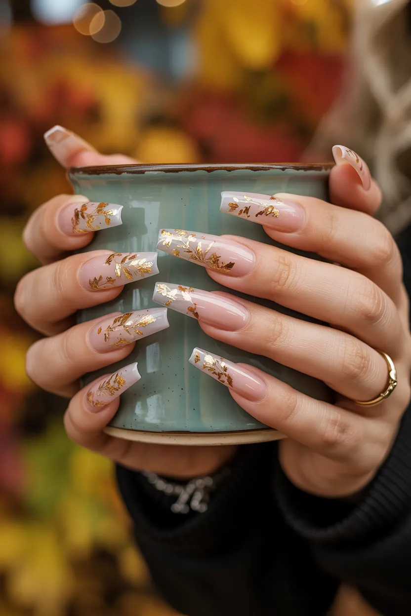 golden leaf acrylic designs