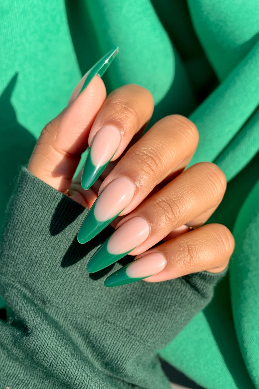 deep emerald french tips