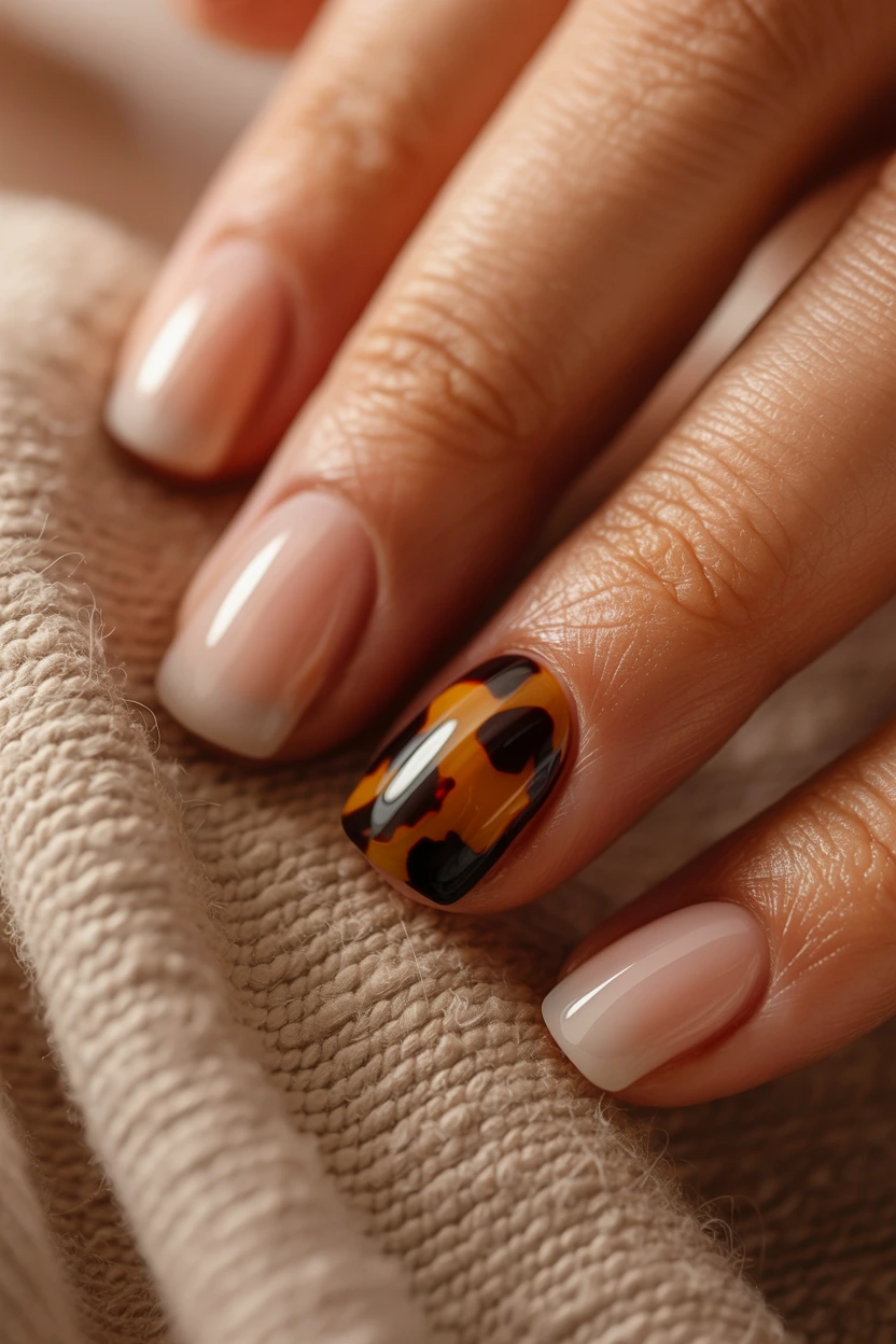 tortoiseshell accent nails