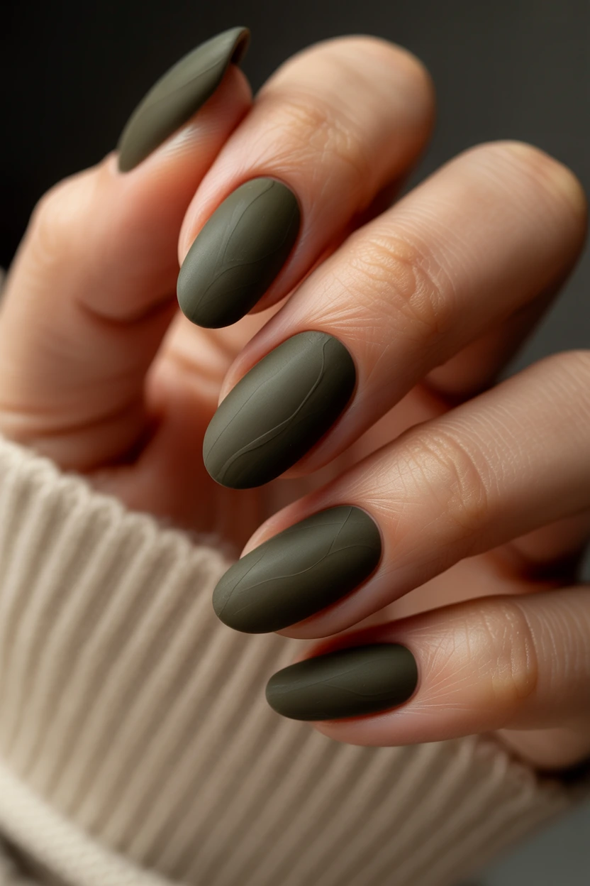 olive velvet matte almond