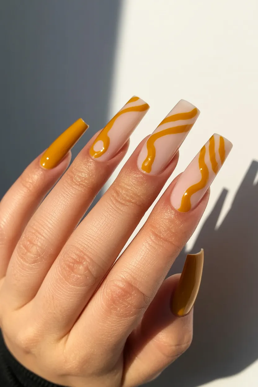 mustard yellow abstract lines