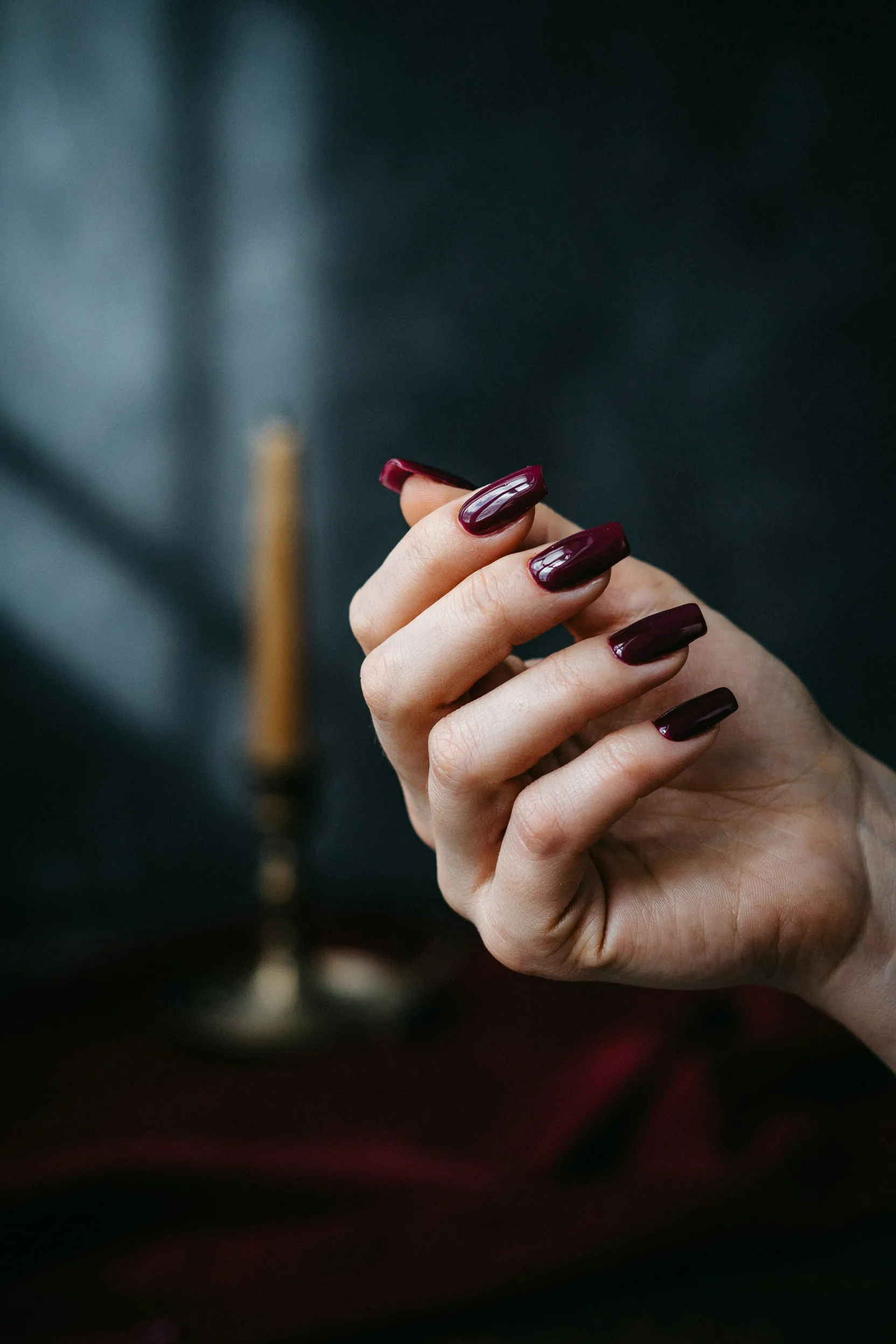 deep plum glossy coffin