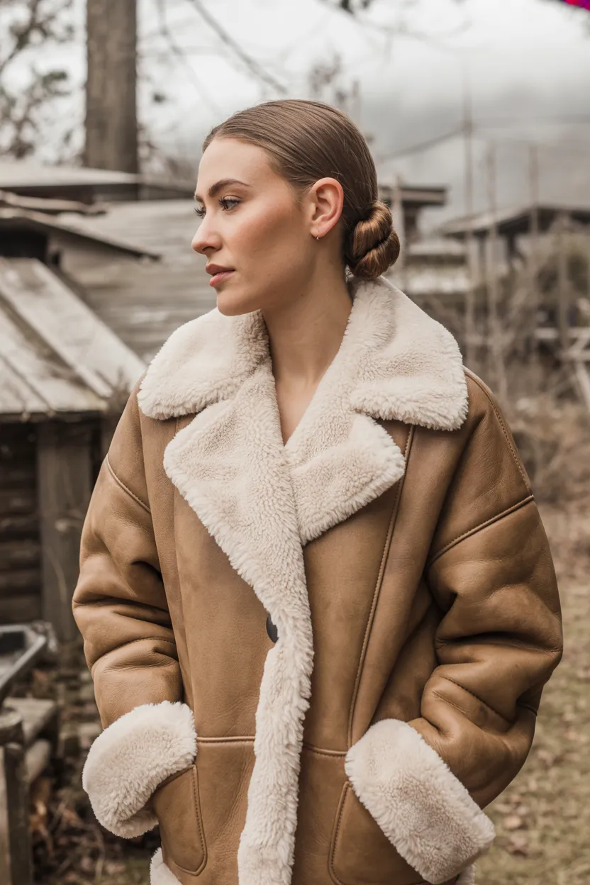shearling jacket with low loops
