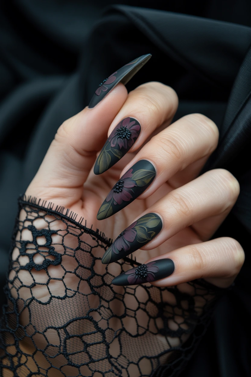 dark floral botanical art