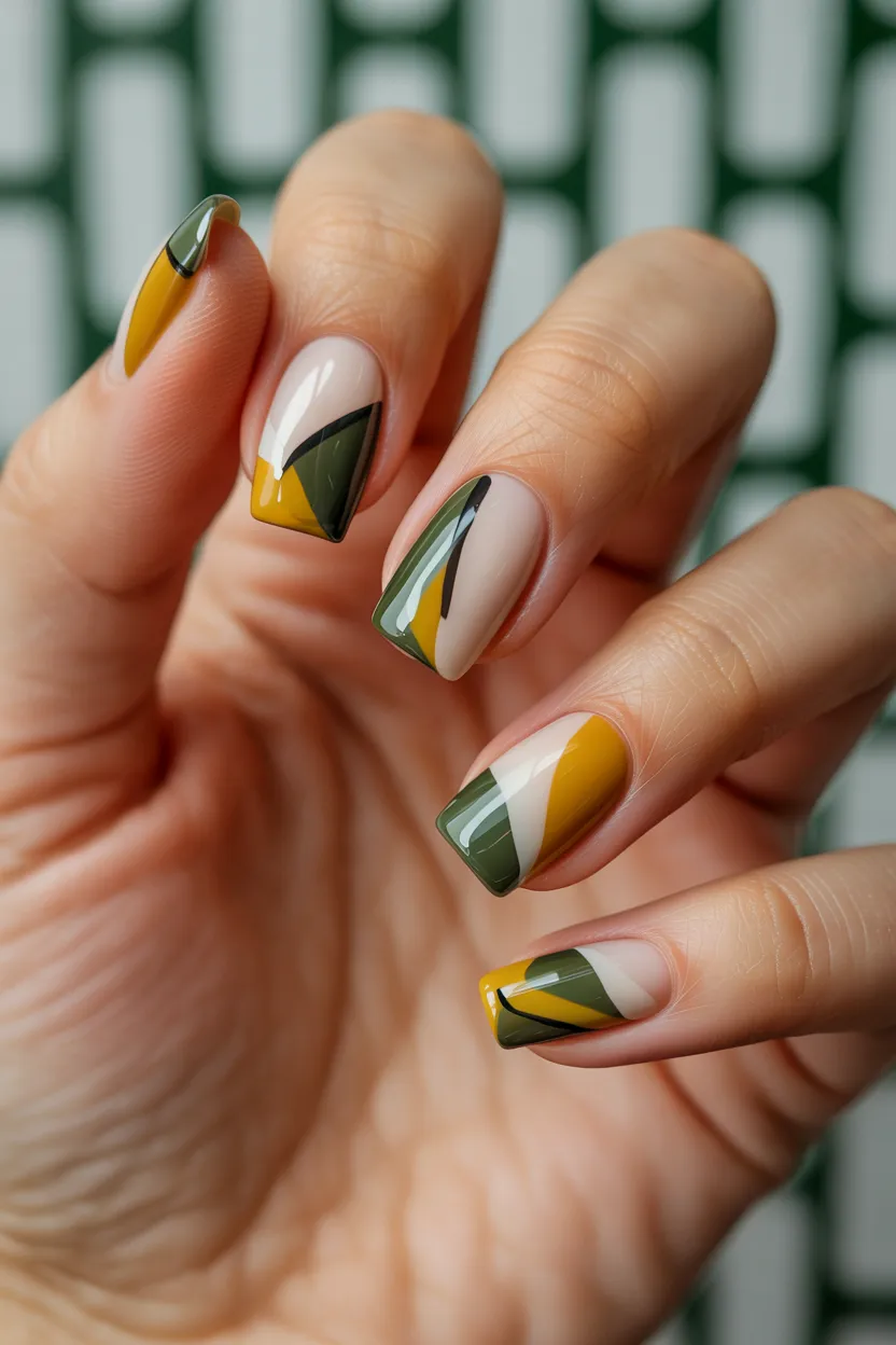 vintage olive geometric