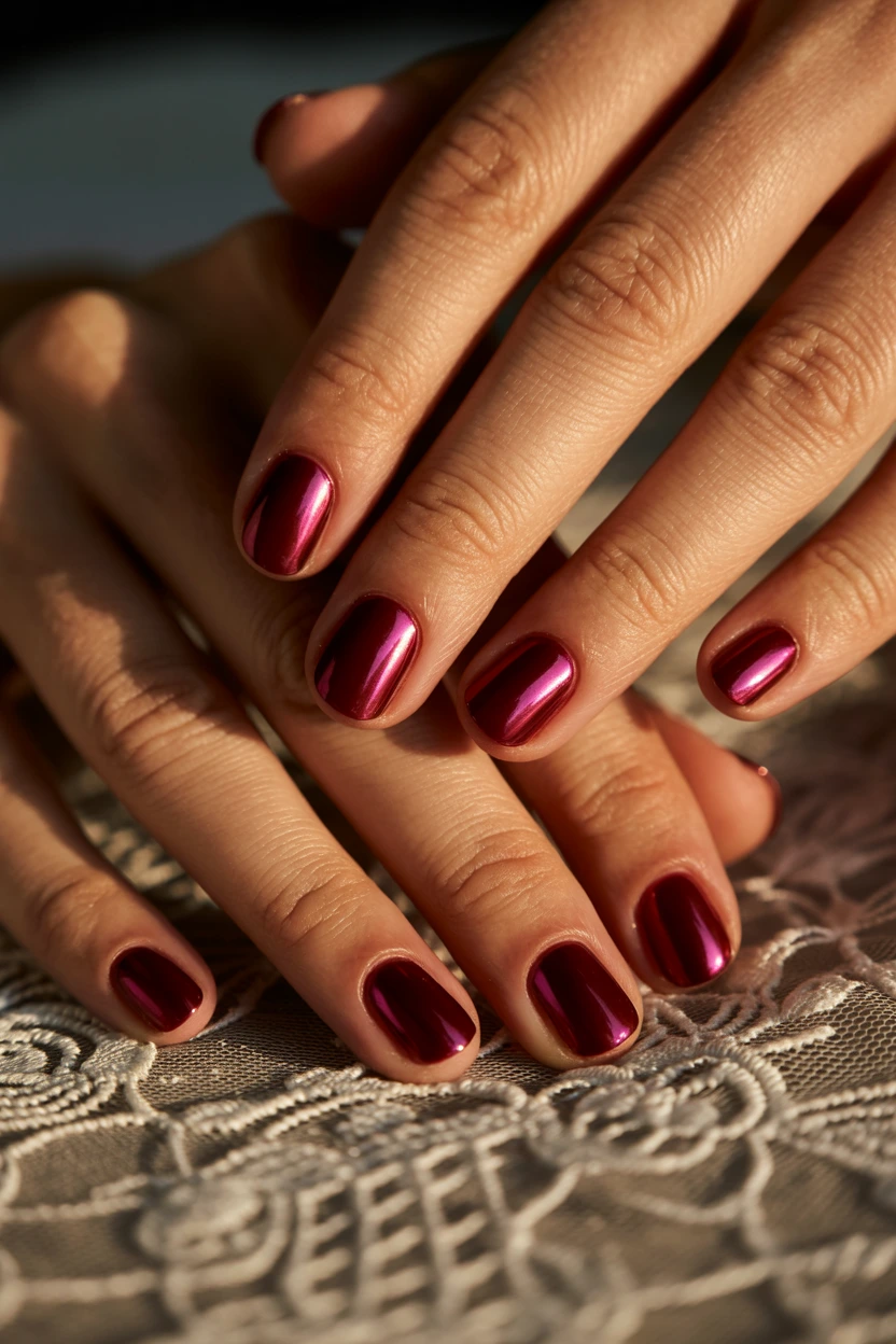 vintage bordeaux pearl round nails