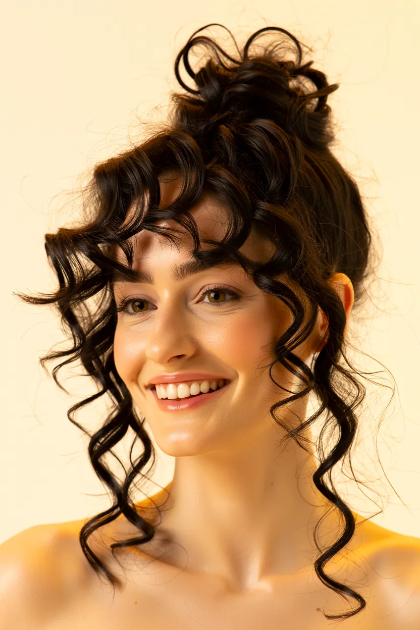 curly pineapple updo