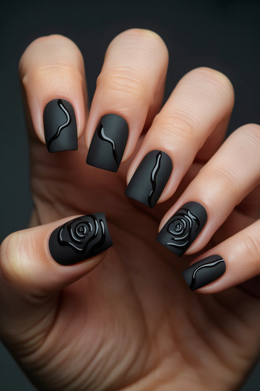 matte black rose