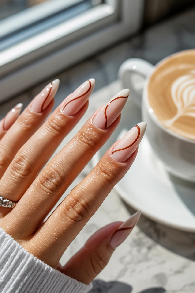 sheer latte minimalist lines