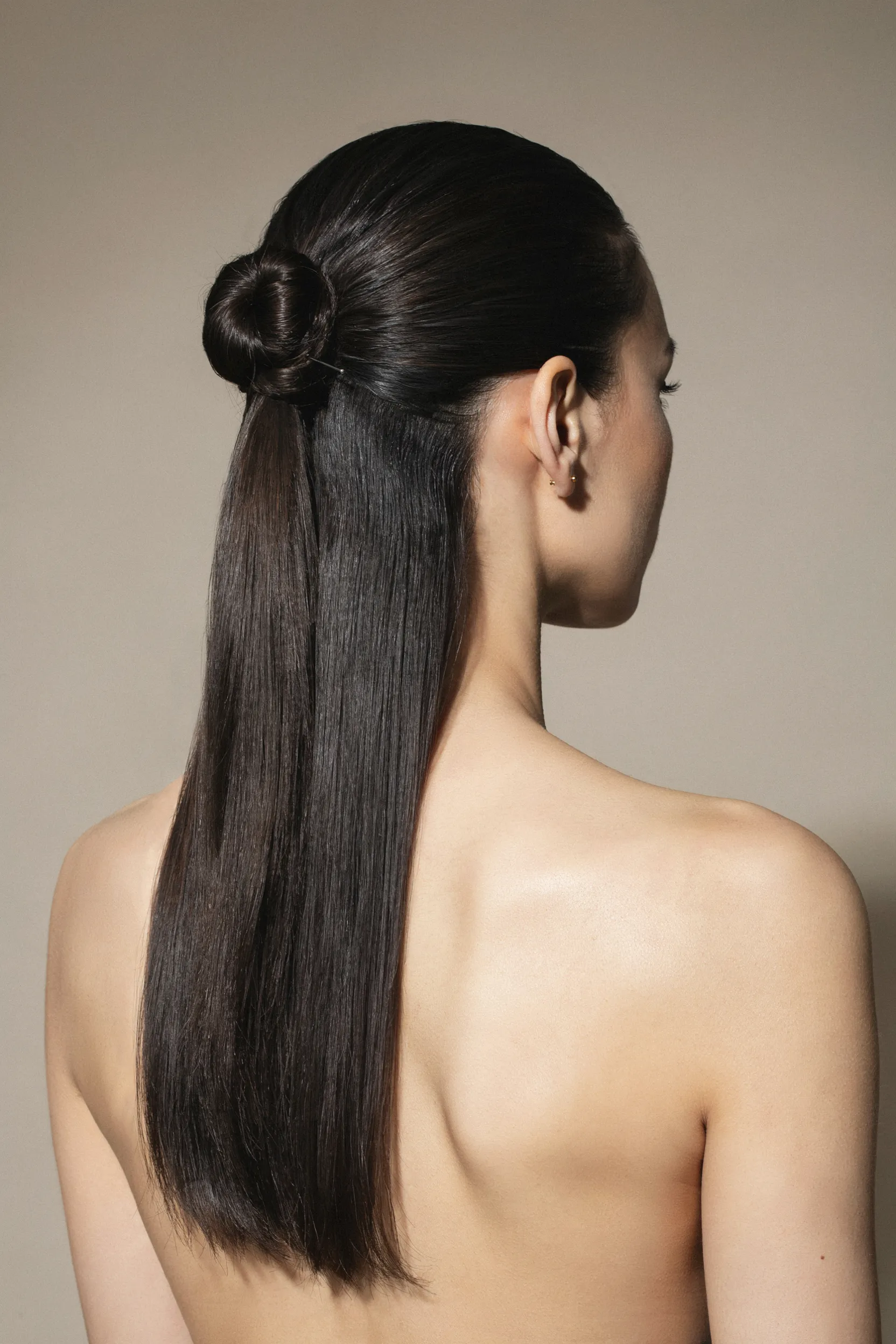 half-up sleek knot