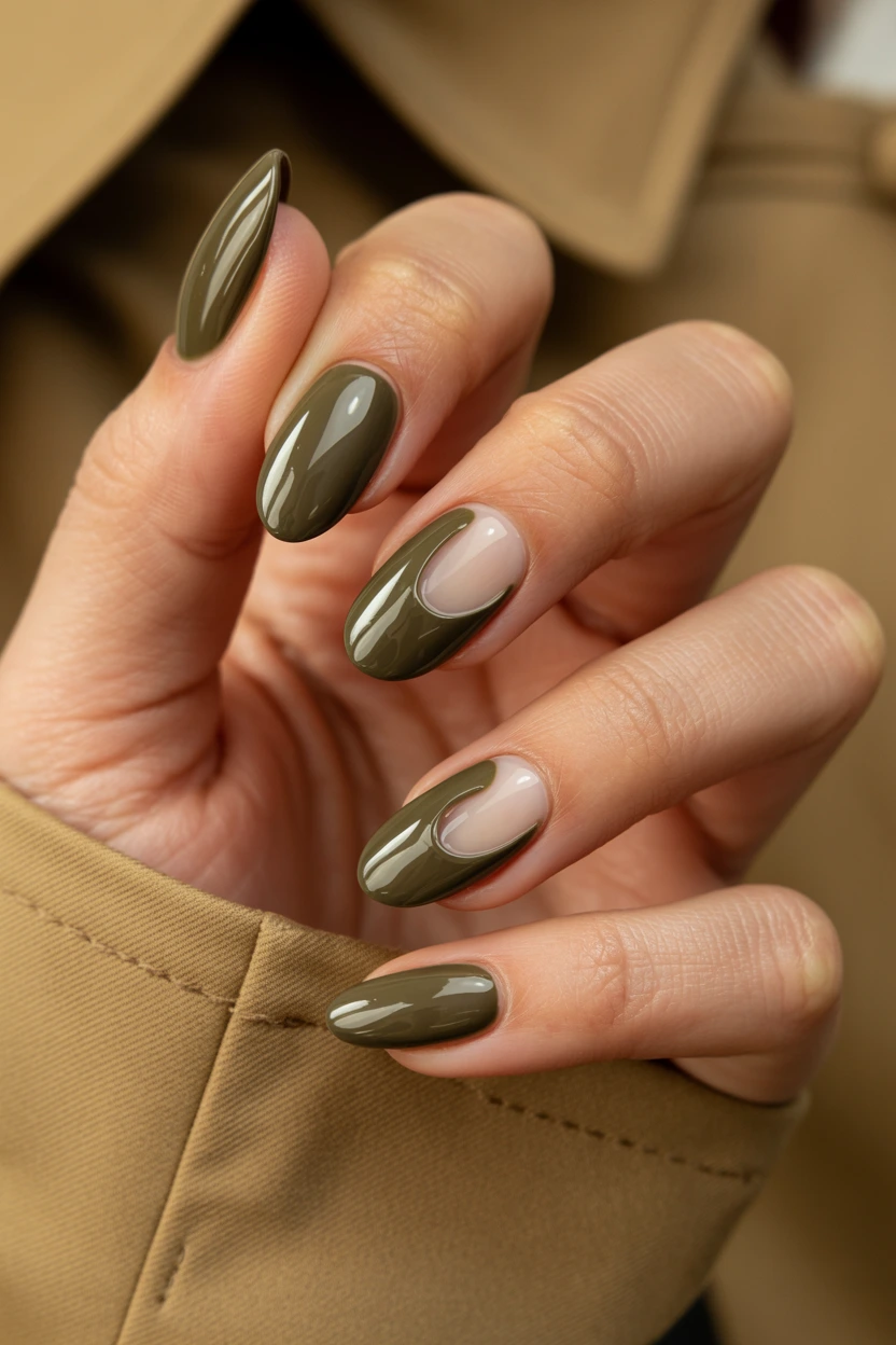 glossy khaki half moon