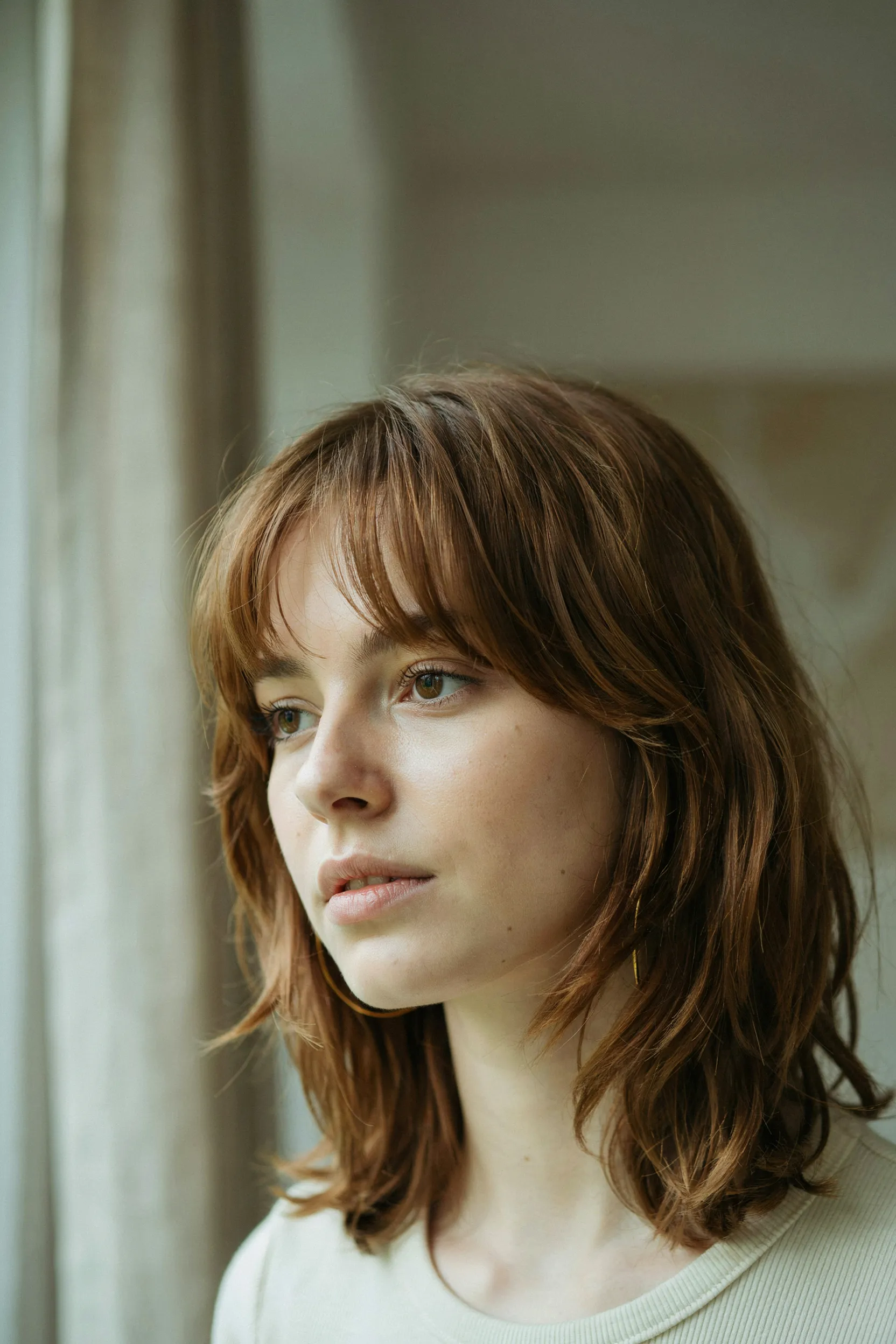 curtain bangs shag