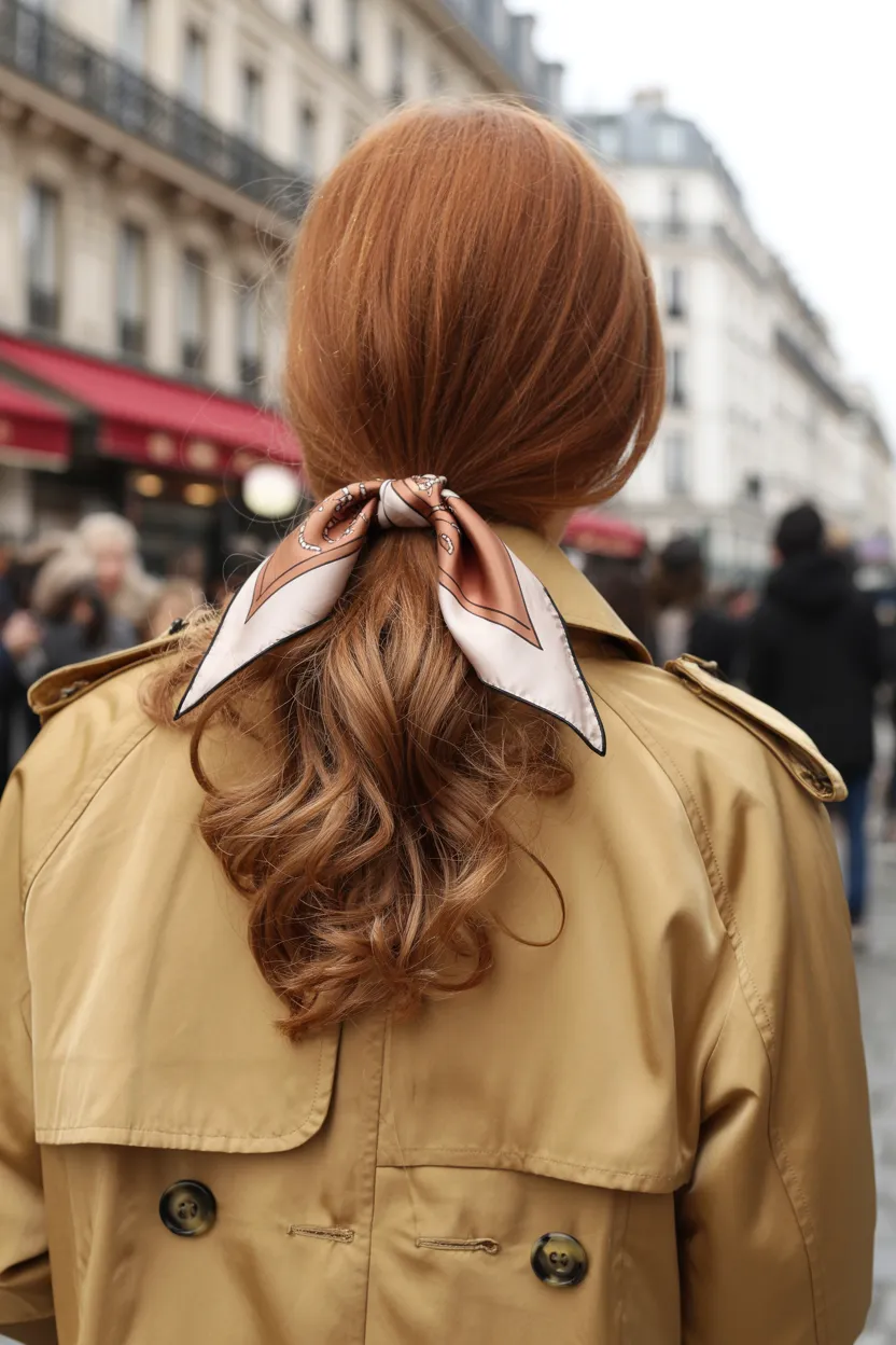 trench coat with silk scarf