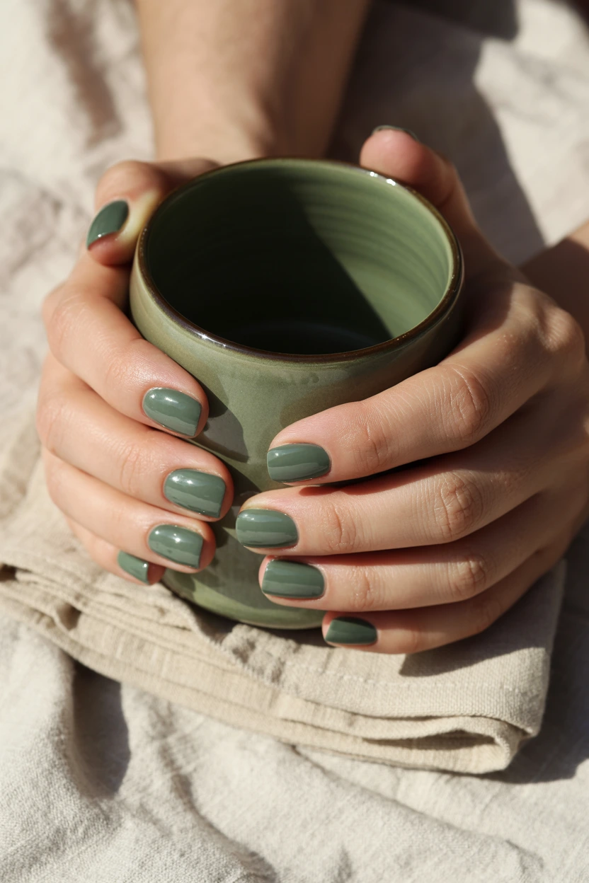 warm terracotta clay manicure