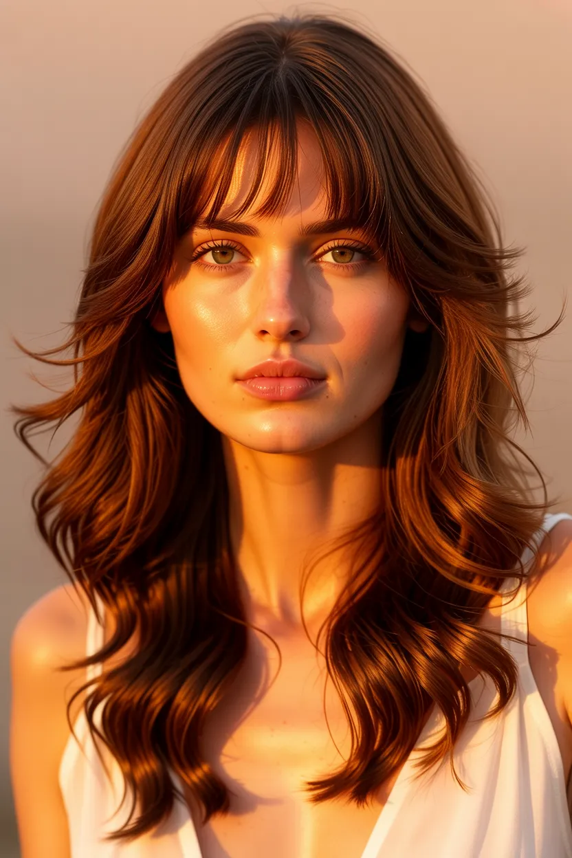 loose waves with curtain bangs