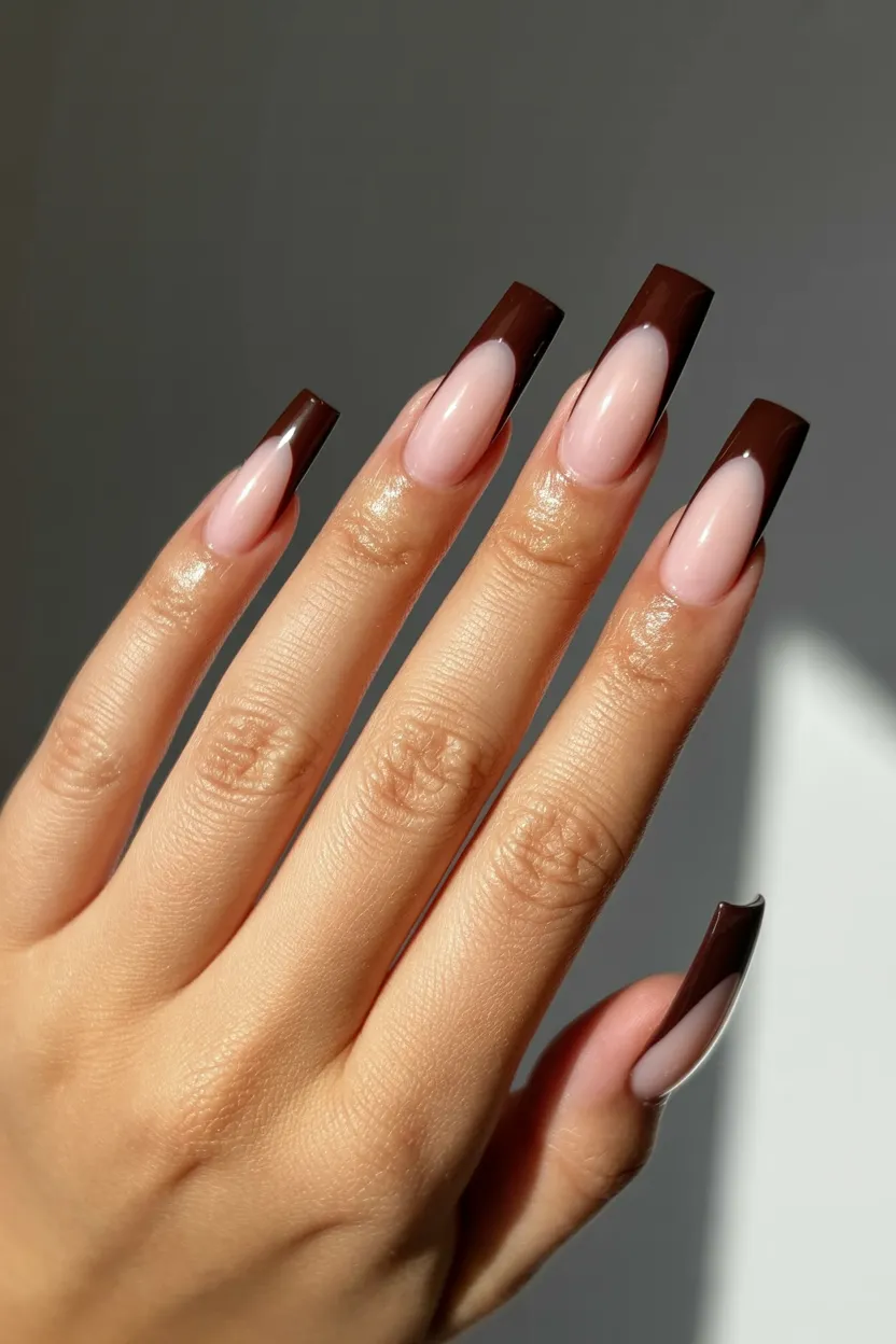 glossy chocolate brown tips