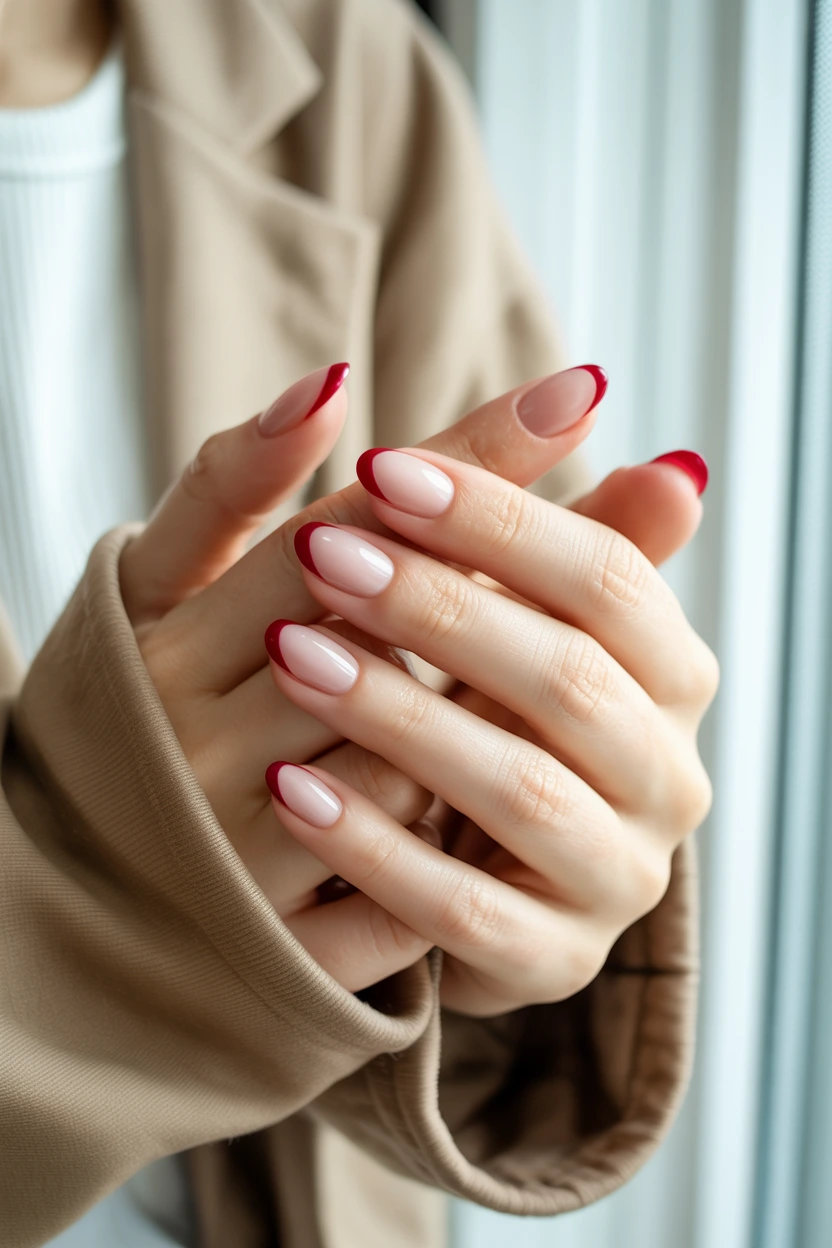 autumn crimson french tip round