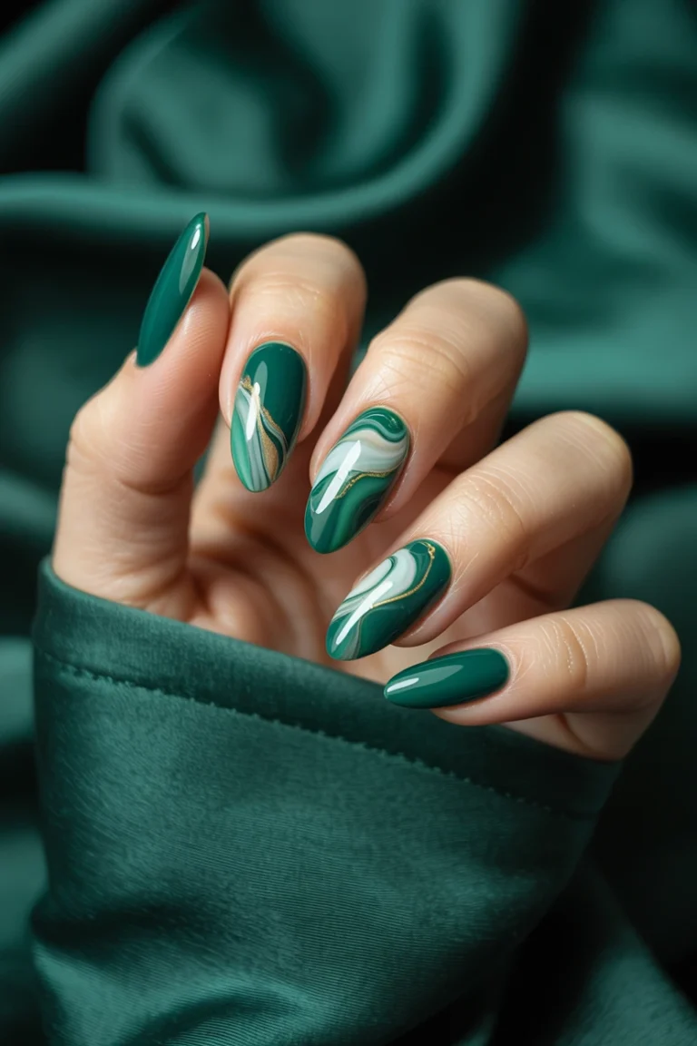 25 Fall Green Almond Nail Designs for Trendy Inspo