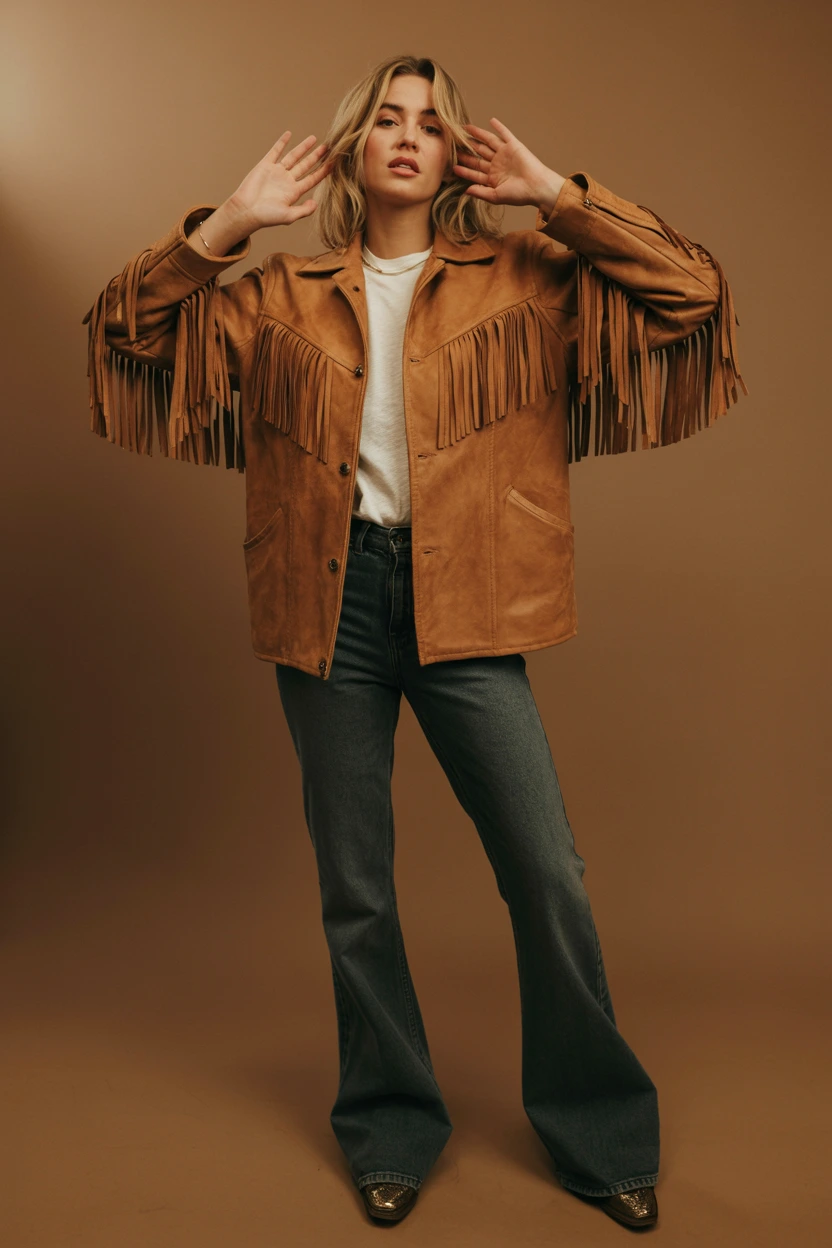 suede fringe jacket ensemble