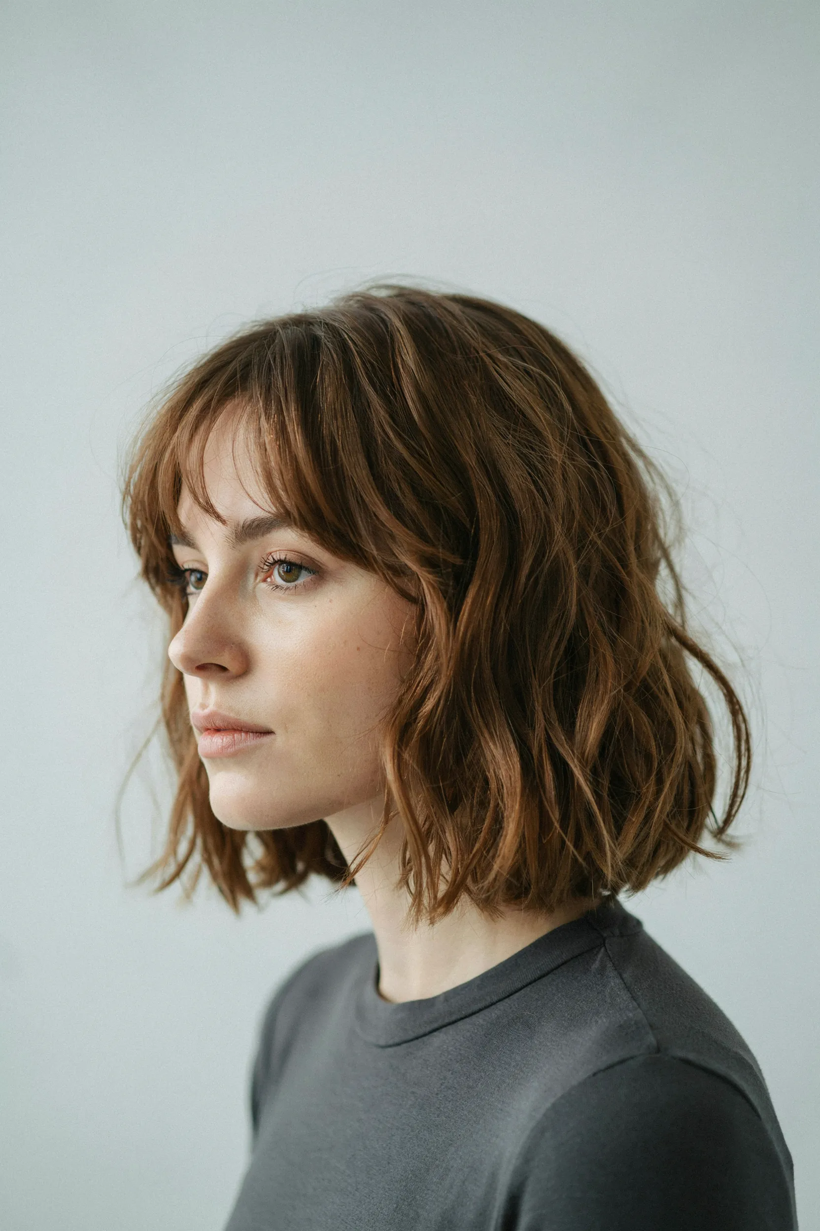 textured bob with fringe