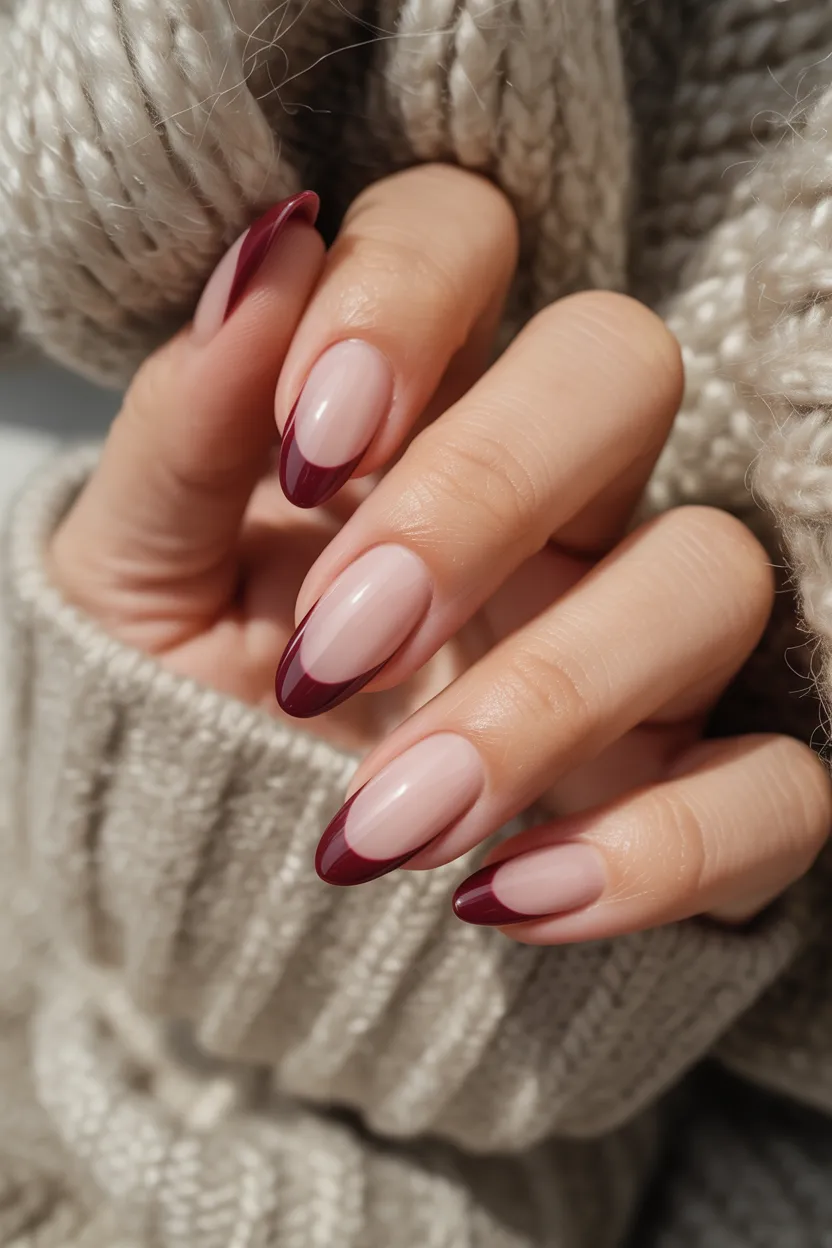burgundy french tips